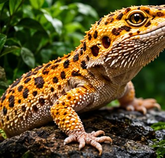 Leopard gecko on a rock